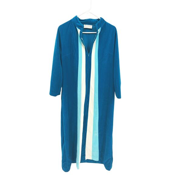 Vintage JC Penny Robes Velour 70s Nightgown Robe House Dress Gown Size 16 - Picture 1 of 7